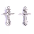 Vintage silver alloy shield sword pendants for DIY jewelry making accessories - Spiral Sword (A4-071) / 25x14mm / Antique Silver