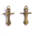 Vintage bronze alloy sword pendants for DIY necklace and bracelet jewelry making - Spiral Sword (A4-071) / 25x14mm / Antique Bronze
