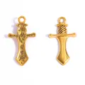 Vintage golden alloy sword charms for DIY necklace and bracelet jewelry making - Spiral Sword (A4-071) / 25 x 14mm / Antique Gold