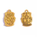 Vintage gold alloy shield charms with cross engraving for DIY jewelry making. - Holy Robe Cross (A4-073) / 23*15mm / Antique Gold