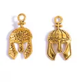 Pair of vintage style golden helmet alloy charm pendants for DIY jewelry making and crafts - Spartan Helmet (A4-075) / 24*13mm / Antique Gold