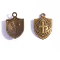 Antique bronze vintage shield cross charms showing front and back for DIY jewelry making - Embossed Shield (A7-314) / 21*14mm / Antique Bronze