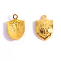 Detailed vintage golden alloy shield pendants with cross design for DIY jewelry making - Embossed Shield (A7-314) / 21*14mm / Imitation Gold