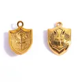 Vintage golden alloy shield pendant with embossed cross design for DIY necklaces and bracelets - Embossed Shield (A7-314) / 21*14mm / Antique Gold