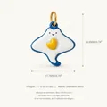 Pendentif raie mignon en acier inoxydable avec émail bleu et détail coeur jaune - Forme de Poisson-Chauve-Souris / Bleu/Blanc