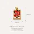 Rectangular copper pendant with colorful floral bouquet print and gold plating - Floral Pendant