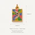 Square 18K gold plated copper pendant with colorful moon face enamel design - Crescent Moon