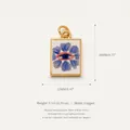 Square gold plated copper pendant with flower and evil eye design - Eye Pendant