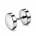 Polierter silberner Titanstahl-Hantel-Ohrstecker für minimalistischen Hip-Hop- und Rockstil - 6mm / Stahlfarben