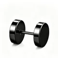 Schwarzer Barbell-Ohrstecker aus Titanstahl im Hantel-Design für Hip-Hop-Looks. - 14mm / Schwarz