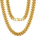 Close-up detail of a high-polished gold stainless steel Cuban link chain - 6mm Width - 80cm Length / Gold