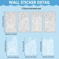 Adesivi per vetri villaggio di Natale bianco statico con dettagli dimensioni - Case Nordiche (26Y81049) / 40x70cm x 4 Fogli