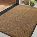 Durable brown coconut fiber textured doormat with non-slip backing for commercial entryways - 45*75cm / Brown