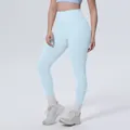High-waist light blue naked-feel yoga leggings for women's fitness and running - S / Bottoms / Phantom Blue