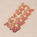 Pink gold-foiled butterfly cake decoration set including metal wires and adhesive dots - Gold Stamping Style / 11 Pcs/Set / Deep Pink