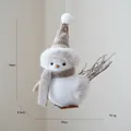 Cute plush Christmas bird ornament with dimensions 14x15x8.5cm and weight 19.1g. - Grey Knit Hat Scarf Bird Style
