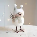 Festive Christmas bird figurine decoration with white fur hat and silver scarf motif - Silver Sequin Hat Scarf Style (D Style)