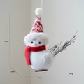 White plush Christmas bird ornament with red hat and scarf, size 14x15x8.5cm 19.1g - Red Knit Hat Scarf Bird Style