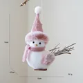 Plush white bird Christmas hanging ornament featuring pink knitted hat and scarf detail - Pink Knit Hat Scarf Bird Style