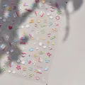 Pegatinas 3D para uñas con lindos diseños de arco iris y corazones en colores macaron - Líneas de Arco Iris-Relieve