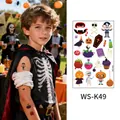 Luminous Halloween temporary tattoos for kids with cartoon ghost and pumpkin designs - Halloween Cartoon Style (WS-K49) / 120*76mm