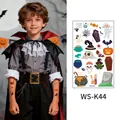 Halloween luminous temporary tattoos for kids with cartoon ghost and pumpkin designs - Halloween Cartoon Style (WS-K44) / 120*76mm