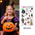 Halloween luminous tattoo stickers for kids featuring various spooky cartoon designs - Halloween Cartoon Style (WS-K51) / 120*76mm