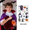 Glow in the dark Halloween temporary tattoo stickers with pumpkin and bat designs for kids - 120*76mm / Halloween Cartoon Elements Collection (WS-K45)