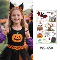 Halloween kids waterproof luminous tattoo stickers with cartoon pumpkin and ghost - 120*76mm / Halloween Pumpkin Ghost Style (WS-K50)