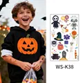 Cute cartoon Halloween glow-in-the-dark temporary tattoos for kids, waterproof sticker set - Halloween Skull Pumpkin (WS-K38) / 120*76mm