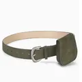 Vintage olijfgroene riem van imitatie-suède met bijpassend klein tasje voor damesmode - Legergroen / Totale Lengte 106