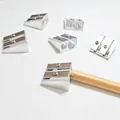Robuster Doppel-Anspitzer aus Silber-Aluminiumlegierung für Schule und Büro - Doppel-Loch Schräg-Stil / 12er Set / Silber