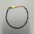 Fashionable blue natural stone beaded bracelet with turquoise stones and gold spacers - Blue-Green Beaded Fashionable Stackable Style (Bracelet 20) / 17+3cm