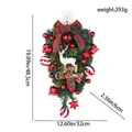 Christmas teardrop swag with reindeer and red ornaments, dimensions shown, 19 inch length - White Reindeer Teardrop Swag
