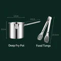 Mini friggitrice professionale in acciaio inox 304 con pinze alimentari e dimensioni precise - Pentola Friggitrice in Acciaio Inox 201 + Pinze Per Alimenti