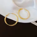 Elegant gold multi-strand textured hoop earrings featuring a minimalist design for women - Multi-Layer Entwined Brushed Texture Hoop Style (95#) / Gold