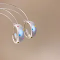 Minimalist matte silver hoop earrings with playful and vibrant colorful polka dots - 67# Colorful Polka Dot C-Shape Style (67#) / Silver - Rainbow