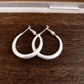 Minimalist matte silver hoop earrings featuring vibrant multicolored polka dots detail - 3cm / 63# Colorful Polka Dot Small Style (63#) / Silver - Rainbow