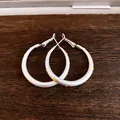 Matte silver hoop earrings decorated with colorful polka dots, minimalist SKU variant. - 4cm / 64# Colorful Polka Dot Large Style (64#) / Silver - Rainbow