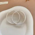 Minimalist matte silver large hoop earrings for women with an elegant design sense - 5cm / 79# Matte Brushed Plain Hoop Style (79#) / Silver