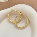 Minimalist gold hoop earrings with a matte finish and a classic circular design for women - Matte Frosted Hoop Style (80#) / 4cm / Gold