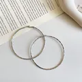 Minimalist large silver hoop earrings with textured metal finish for a sleek look - Texture Twisted Hoop Style (77#) / 7cm / Silver