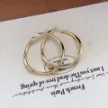 Minimalist gold plated hoop earrings for women, simple and stylish metal jewelry accessory - 5cm (93#) / Gold