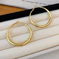 Minimalist gold hoop earrings with elegant black dot inlay design for stylish women - Polka Dot Decor Hoop Style (98#) / 5cm / Gold