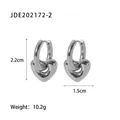 Silver tone polished stainless steel hollow heart charm hoop earrings for women - Heart Pendant Style (JDE202172-2-S)