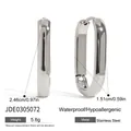 Polished stainless steel hollow hoop earrings in silver finish, hypoallergenic 5.6g - Hollow Hoop Style (JDE0305072-S)