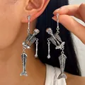 Gothic silver skeleton skull fishbone dangle earrings for women punk jewelry Halloween - Skeleton Mermaid Fishbone Dangle Earrings (06 Antique Silver DZ-820) / Antique Silver