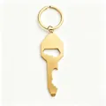 Durable blank gold stainless steel key-shaped keychain perfect for custom laser engraving - Multifunction Opener Style / Assembled / Gold