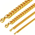 Men's gold-plated stainless steel Cuban link necklaces in four different widths - 6mm Width (Lobster Clasp) / 18cm (Bracelet) / Gold