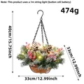 Kunstmatige kersthangmand met bevroren den en warme LED-verlichting - H1-21 Sneeuwmand / Inclusief LED lichtsnoer